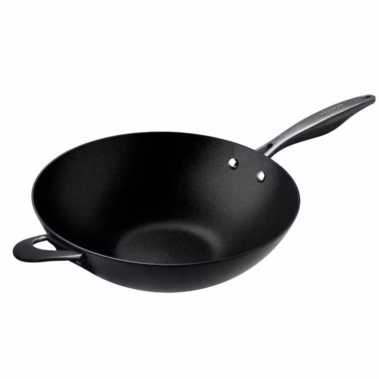 Wok serie PRO SB+ in alluminio antiaderente per induzione con manico, diam. 32cm