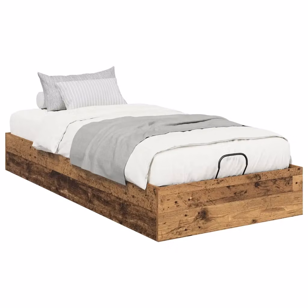 Letto ottomano vidaXL in legno ingegnerizzato marrone con base a sollevamento L 90 x P 200 x H 25 cm – 2