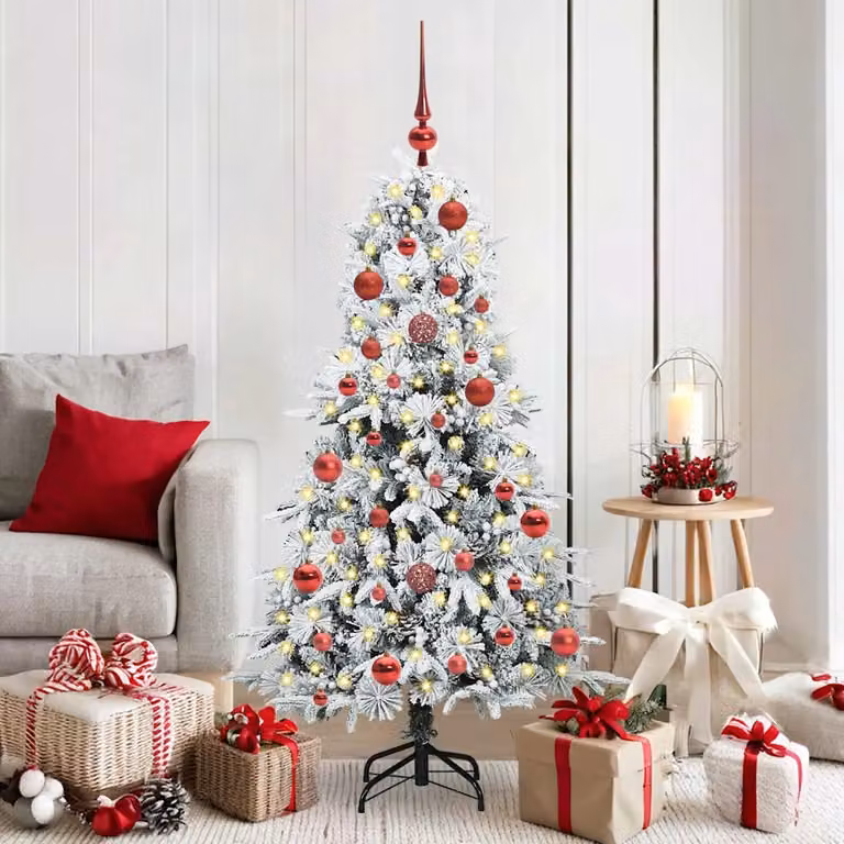 Albero di Natale artificiale vidaXL bianco con luci LED bianco caldo, Altezza: 150 cm
