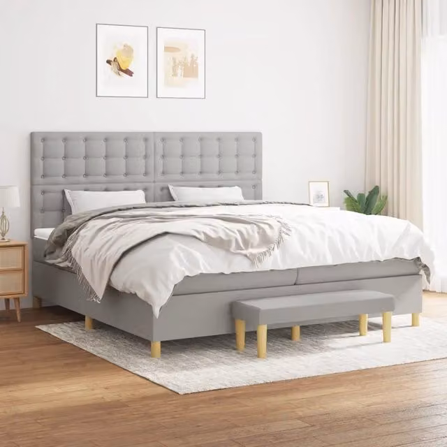 Letto Ibrido con Giroletto a Molle e Materasso vidaXL, Grigio e Bianco, L/P/H: 200 x 200 x 28 cm
