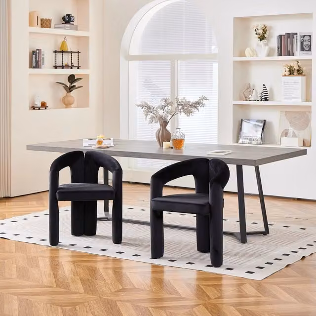 Desviae Sedia con braccioli in velluto nero schienale ergonomico portata massima 150 kg per sala da pranzo e ufficio