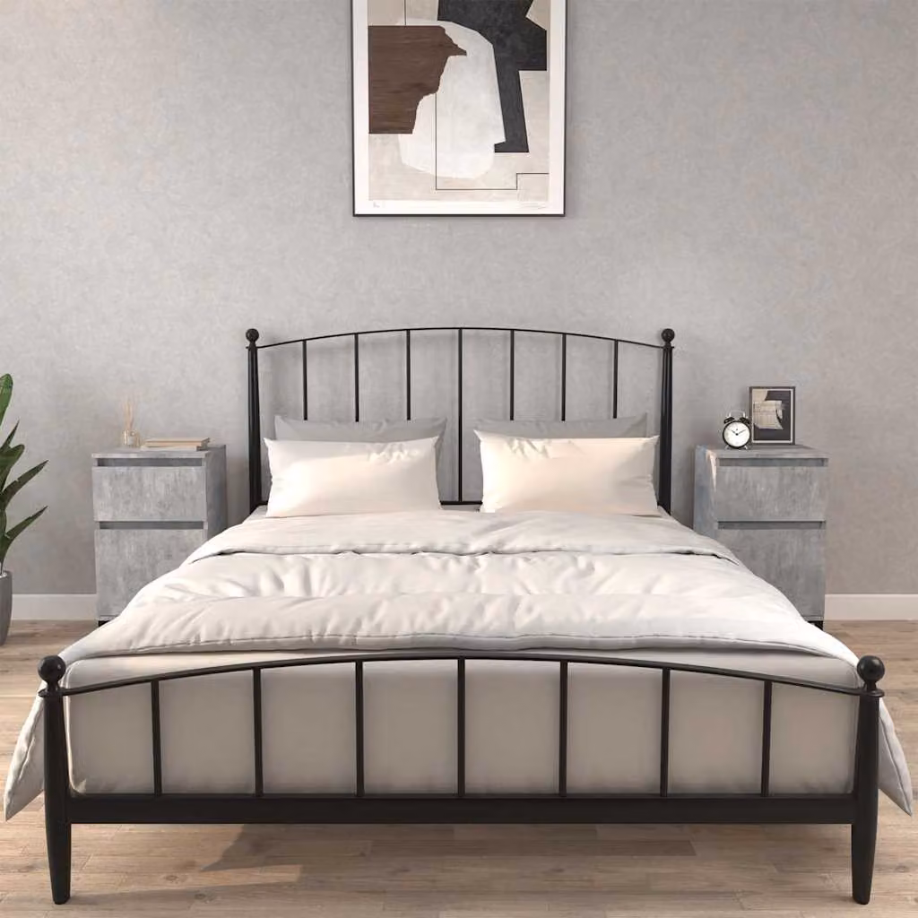 Set di 2 comodini vidaXL moderni in legno e metallo, colore grigio, L 40 cm x P 35 cm x H 70 cm