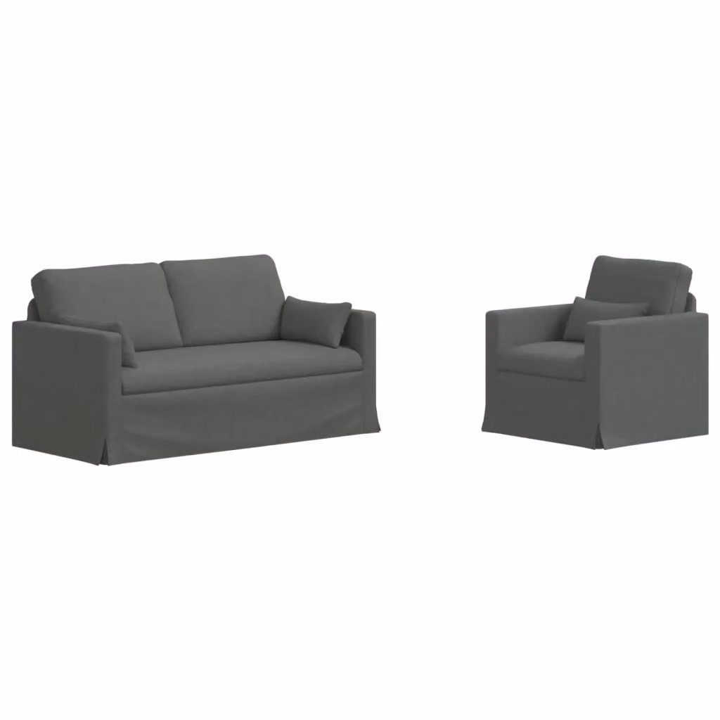 Set di 2 divani moderni vidaXL in tessuto grigio con struttura in metallo e cuscini inclusi – 2