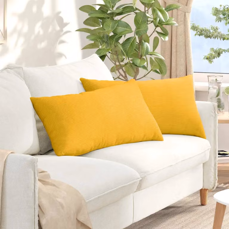 Set di 2 cuscini da divano vidaXL in velluto a coste giallo, L 80 cm x P 40 cm x H 20 cm