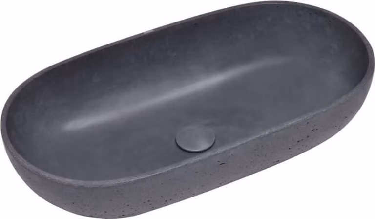 Lavabo da appoggio SAT in cemento senza sfioratore con scarico 65 cm x 35 cm, antracite