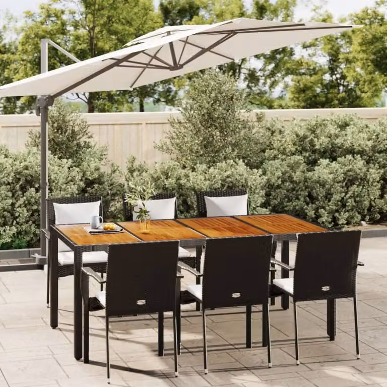 Maison Exclusive - Set da pranzo da giardino 7 pezzi con cuscini in polyrattan nero