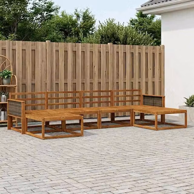 Set di divani da esterno 6 pz Naturale Legno di Acacia Massello 3382777