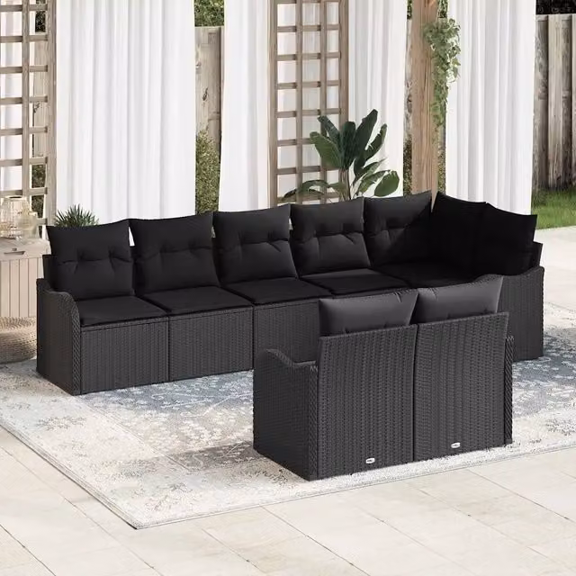 Set Divano da Giardino 8 pz Nero polyrattan 3354422