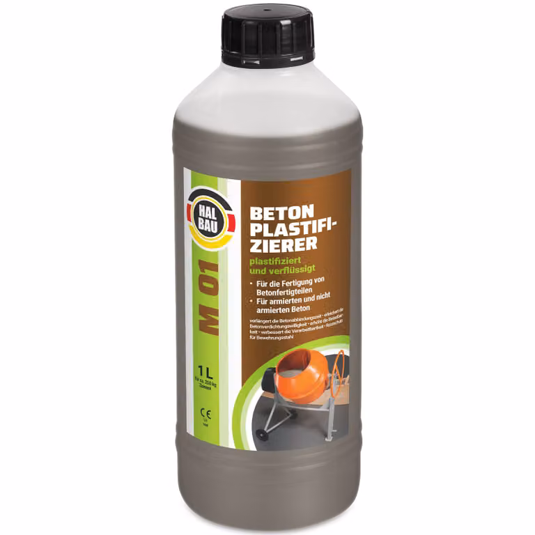 Plastificante per calcestruzzo 1 L Additivo per calcestruzzo Protezione anticorrosione per l'acciaio d'armatura HALBAU M01