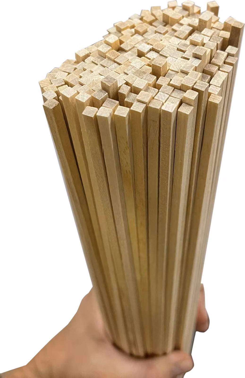 Set di 200 bastoncini di legno (quadrati, 4,0x4,0 mm, lunghezza 38 cm, legno di betulla)