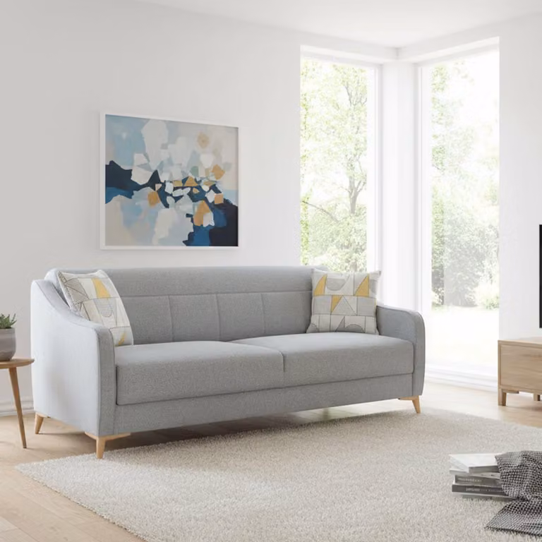 Dmora Divano Letto 3 Posti Propata 203x90 cm Grigio Chiaro, Contenitore di Apertura Click-clack
