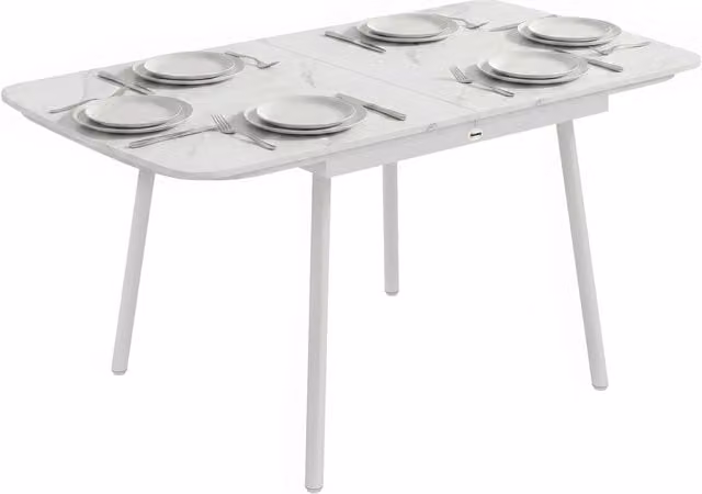 Tavolo da giardino rettangolare Minimal per 6 persone in WPC bianco, estensibile e regolabile in altezza