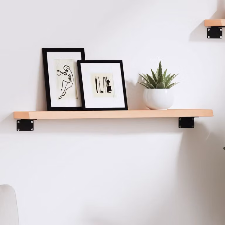 vidaXL Ripiano a Parete in Legno Massello di Rovere Non Trattato, Colore Marrone, L 60 x P 10 x H 2 cm