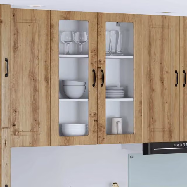 Pensile da cucina moderno vidaXL in legno color rovere con ante a battente, L 80 x P 31 x H 100 cm