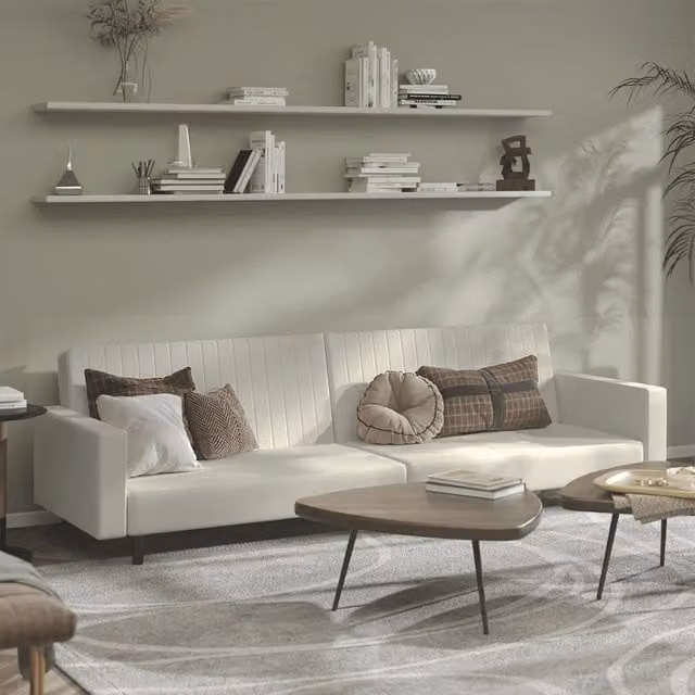 Divano Letto a 2 Posti-Sofa Letto 2 Posti-Daybed Crema in Velluto 206613