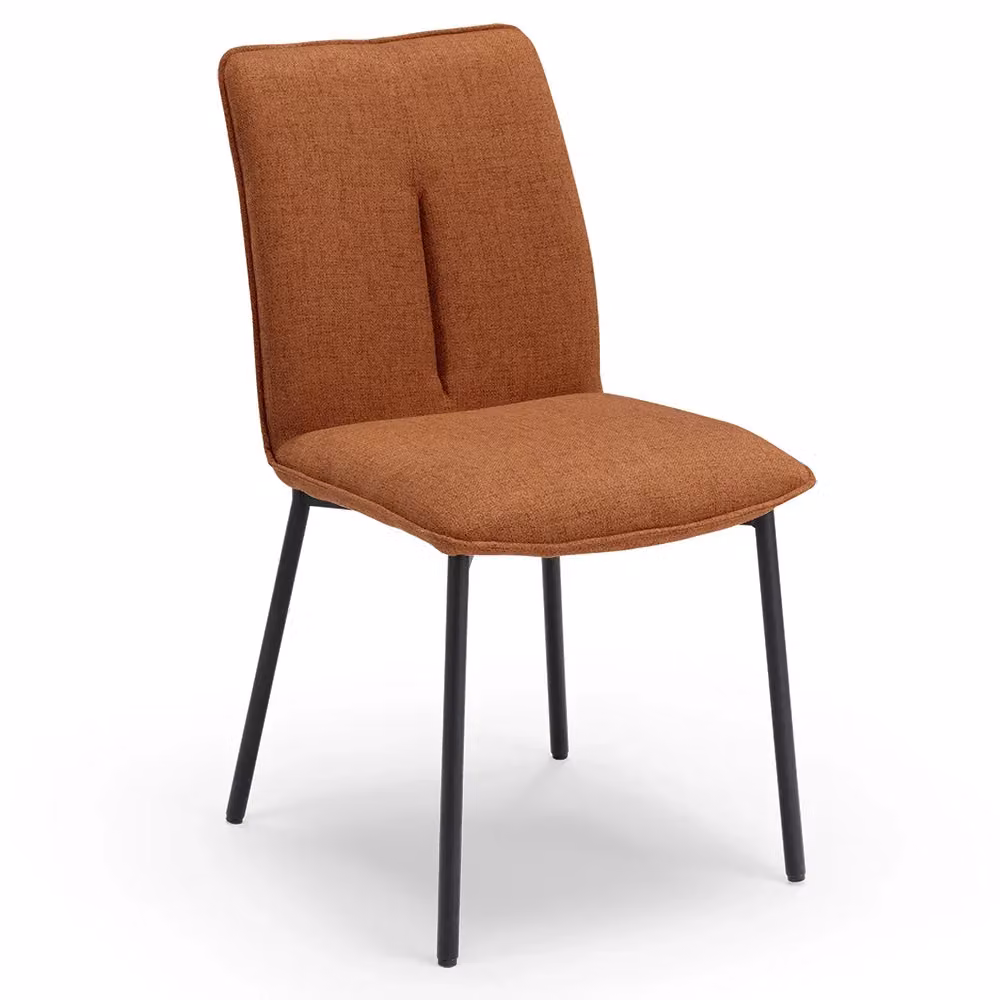 Set di 2 sedie imbottite CAMILLA Redokasa per cucina, sala da pranzo e soggiorno, design moderno con gambe coniche in metallo e rivestimento in tessuto effetto doppio tono colore arancione – 2