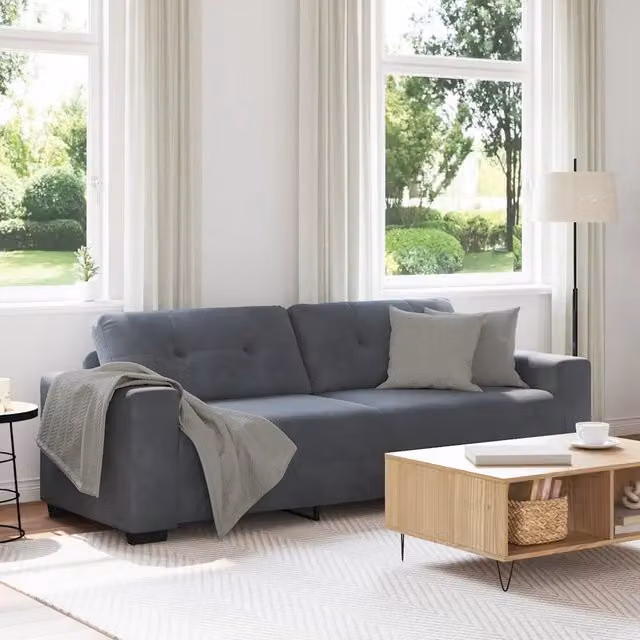 Divano a 3 posti Grigio Scuro 220x78x80 cm in Velluto 4105135