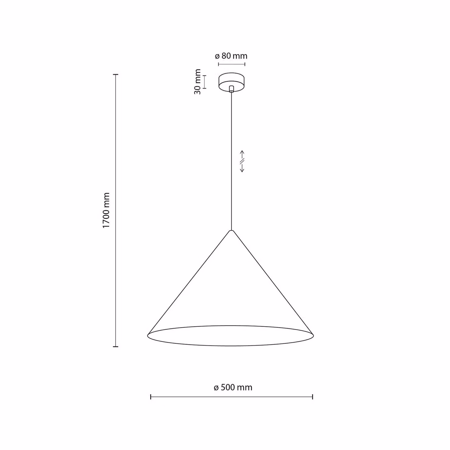 Lampada a sospensione Cono, 1 luce, Ø 50 cm, verde, E27 Cono TK Lighting, dimmerabile, Verde, Soggiorno / Sala da pranzo, Metallo, Moderno