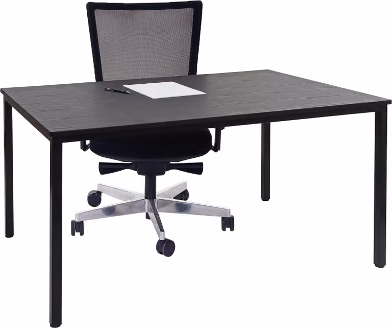 Scrivania Braila, tavolo da conferenza tavolo da ufficio tavolo da seminario, 120x80cm MDF ~ look rovere nero