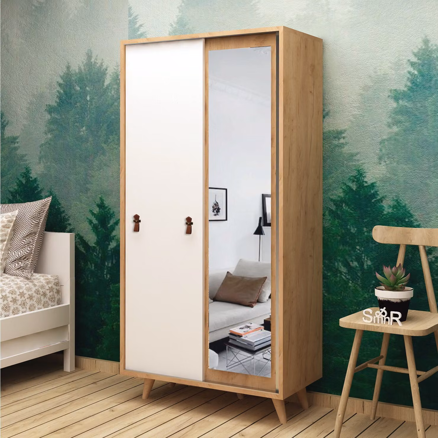 Skye Decor, Yahha, armadio, rovere, 100% PANNELLI DI PARTICELLE RIVESTITI IN MELAMMINA, 100 x 60 x 190 cm