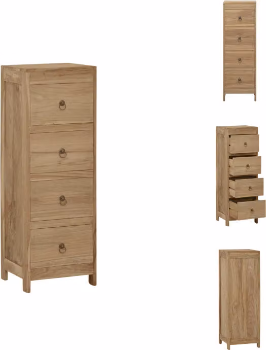 vidaXL Cassettiera 40x30x100 cm in teak massiccio - Cassettiere