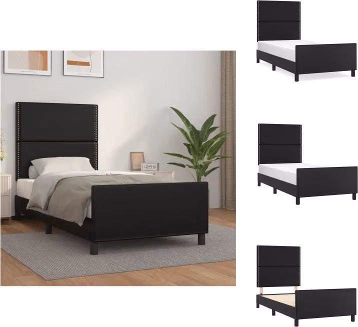 vidaXL Struttura letto con testiera nera 90x190 cm in Pelle finta - Letti e strutture letto