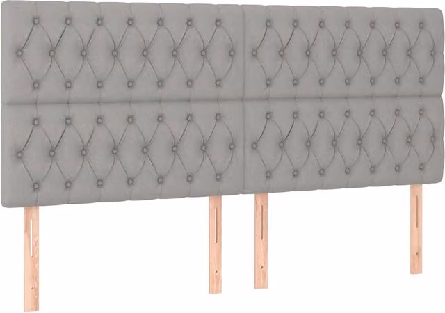 Testiera imbottita in tessuto grigio chiaro per camera da letto L: 180 cm, P: 7 cm, H: 118-128 cm – 1