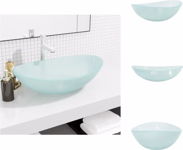 vidaXL Lavabo in vetro temperato 54,5x35x15,5 cm Opaco - Lavabo da bagno