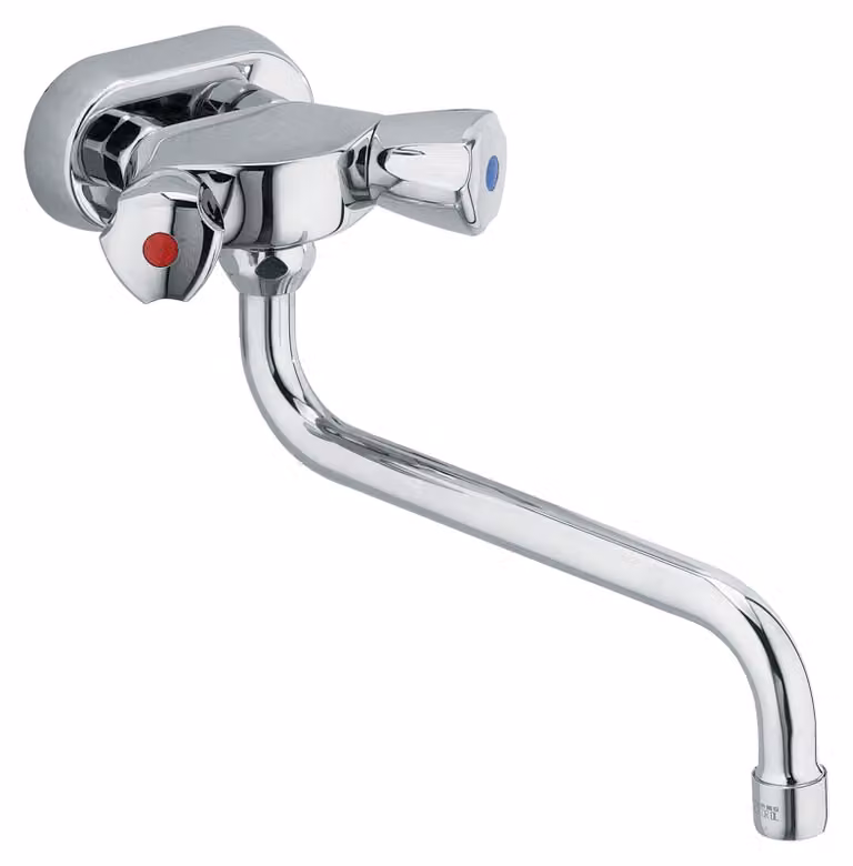 Miscelatore monocomando per lavello, cromato, diametro 45 mm, con maniglie Terralux
