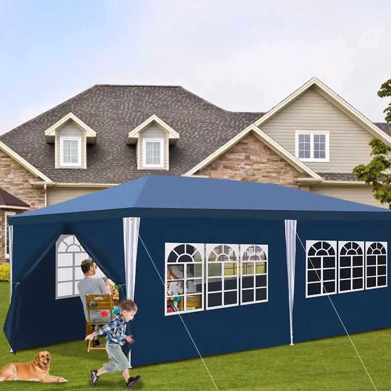 Clanmacy 3x6m gazebo da giardino con pannelli laterali tenda portatile impermeabile con tubo di ferro, verde