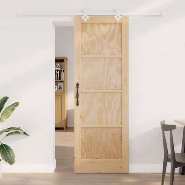 Porta scorrevole moderna vidaXL in legno e acciaio, colori bianco e beige, H: 211 cm, L: 73,5 cm