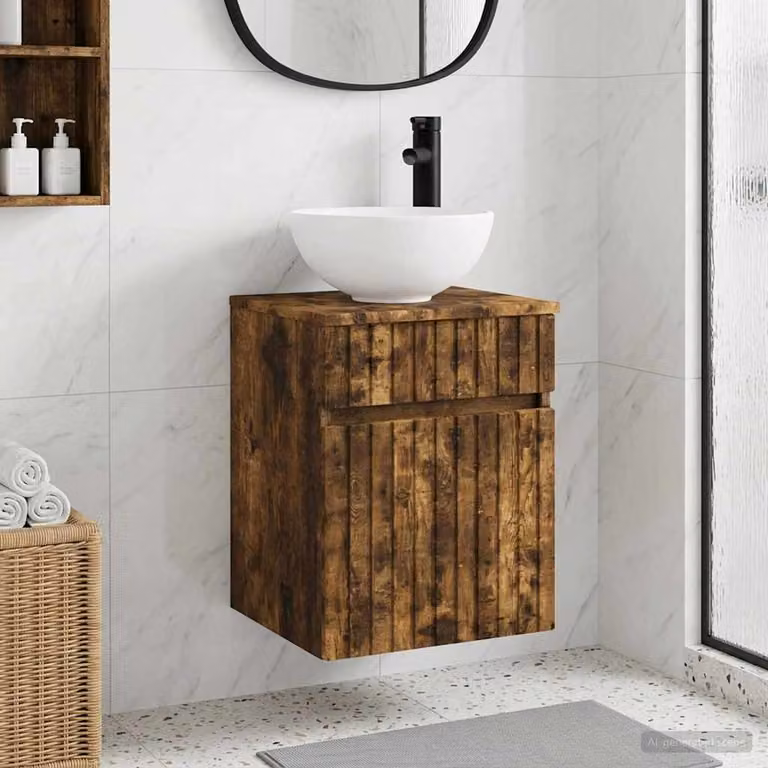 Mobile lavabo da parete vidaXL Rovere Fumo, L: 39 cm, P: 41 cm, H: 64,5 cm