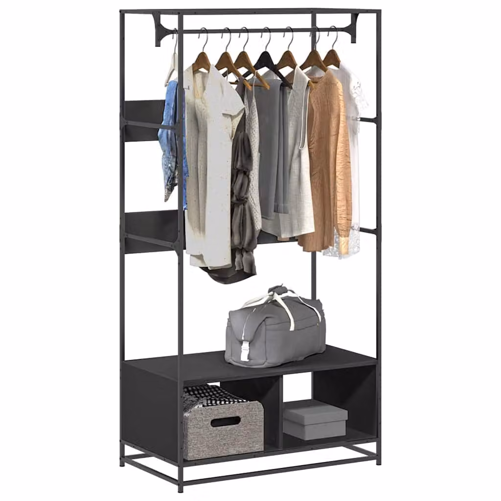 Armadio nero stile industrial vidaXL con ante a battente in MDF e metallo L/P/H: 90 x 50 x 180 cm