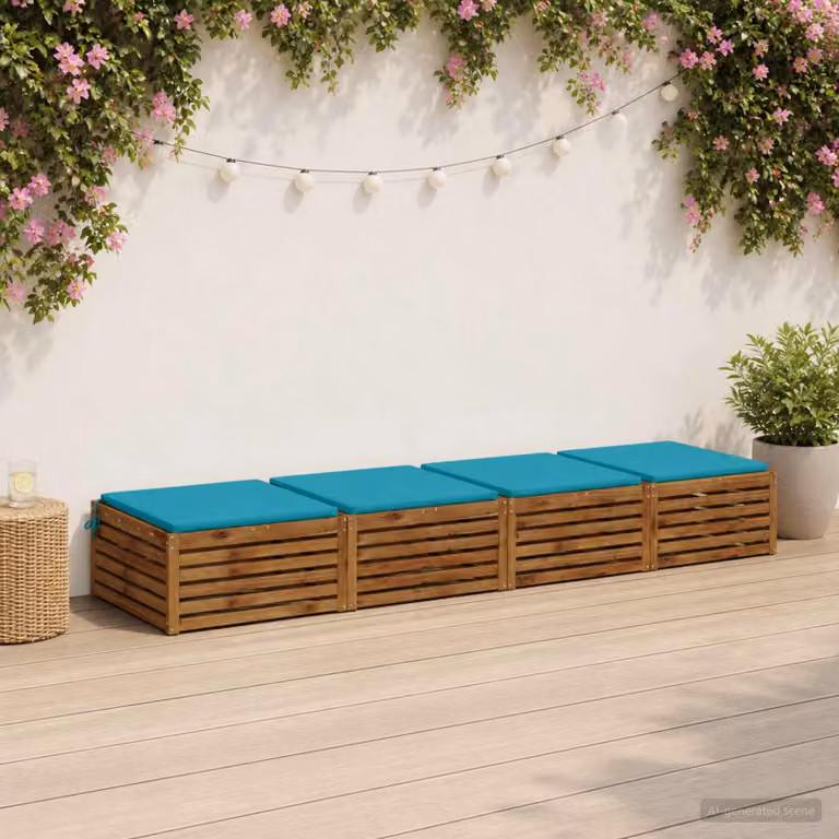 Set di 4 cuscini per sedia quadrati vidaXL in poliestere color turchese con rivestimento lavabile e resistente ai raggi UV