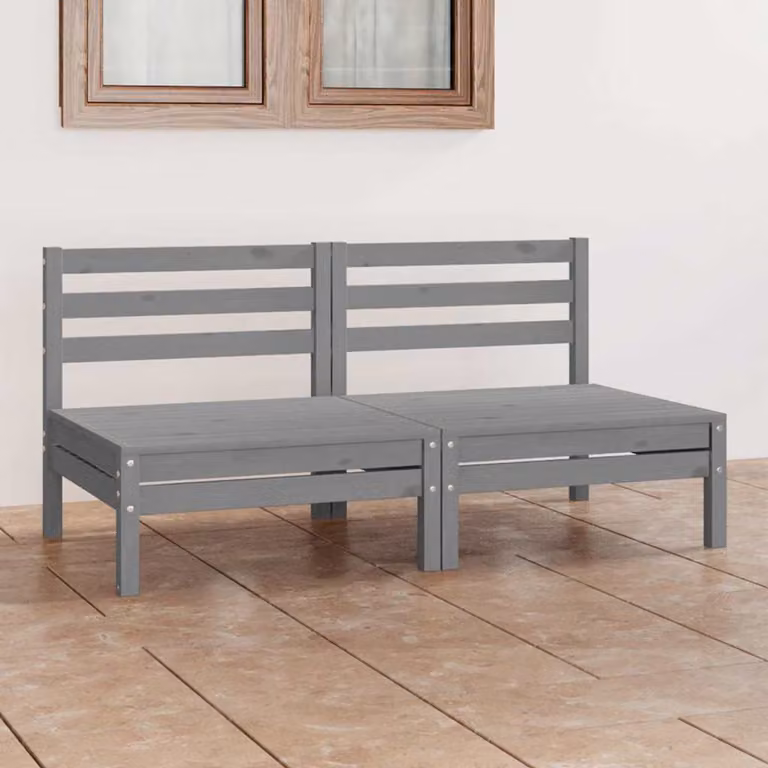 vidaXL Divano da Giardino a 2 Posti in Legno di Pino Grigio