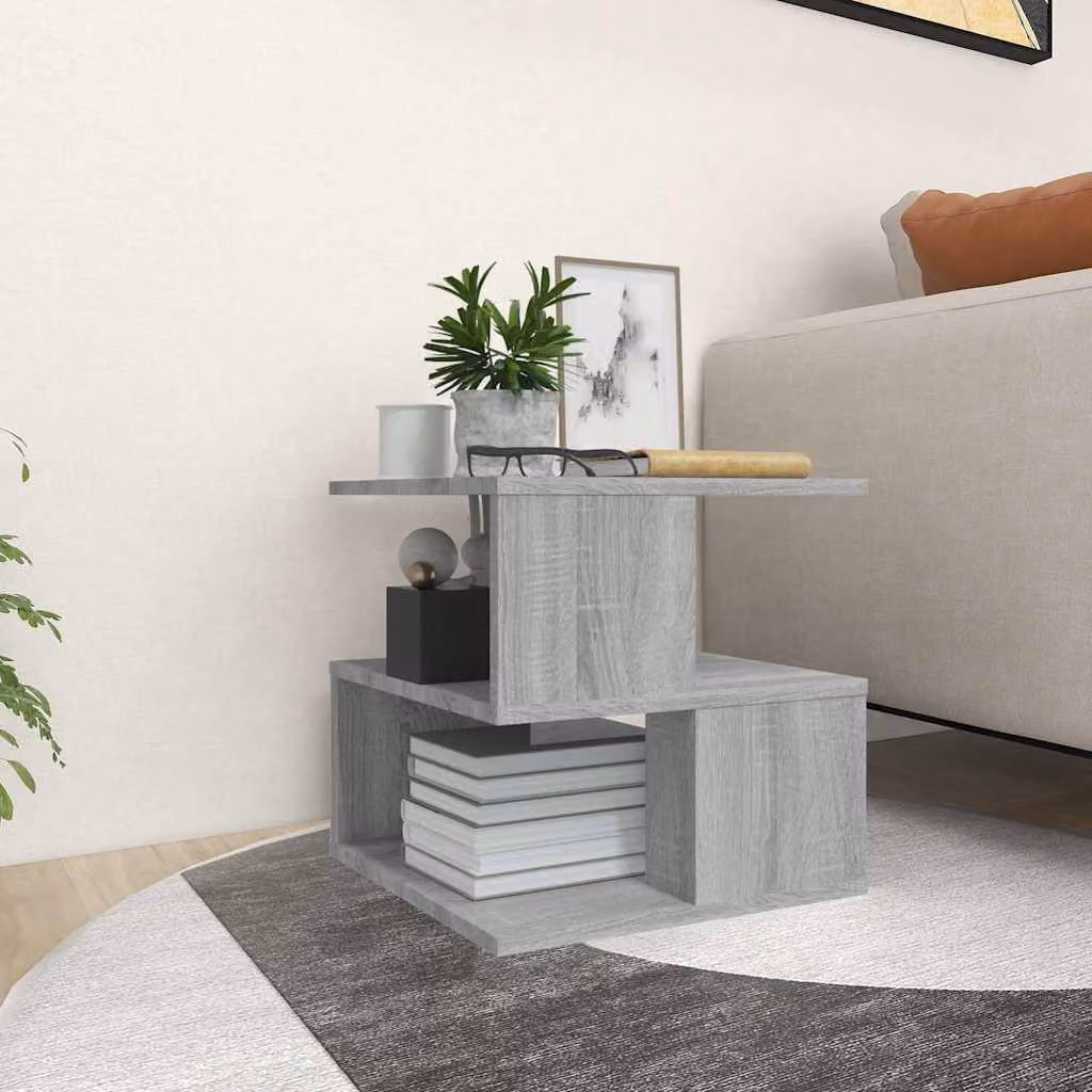 Tavolino Quadrato Moderno vidaXL in Legno Grigio L/P/H: 40 x 40 x 40 cm