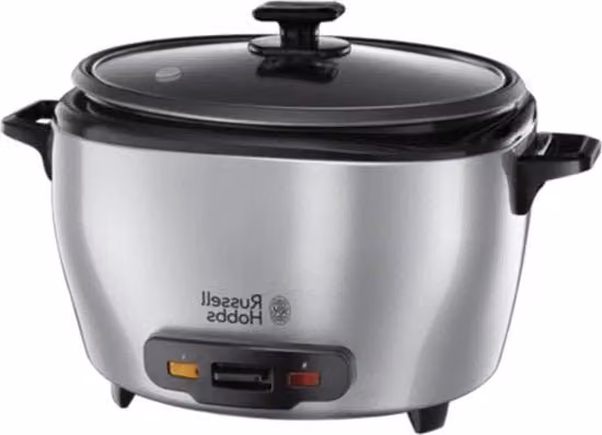 Russell Hobbs Cuociriso da 14 Coppe in Acciaio Inox e Vetro, Colore Argento, 1000 Watt con Funzione Mantenimento del Calore