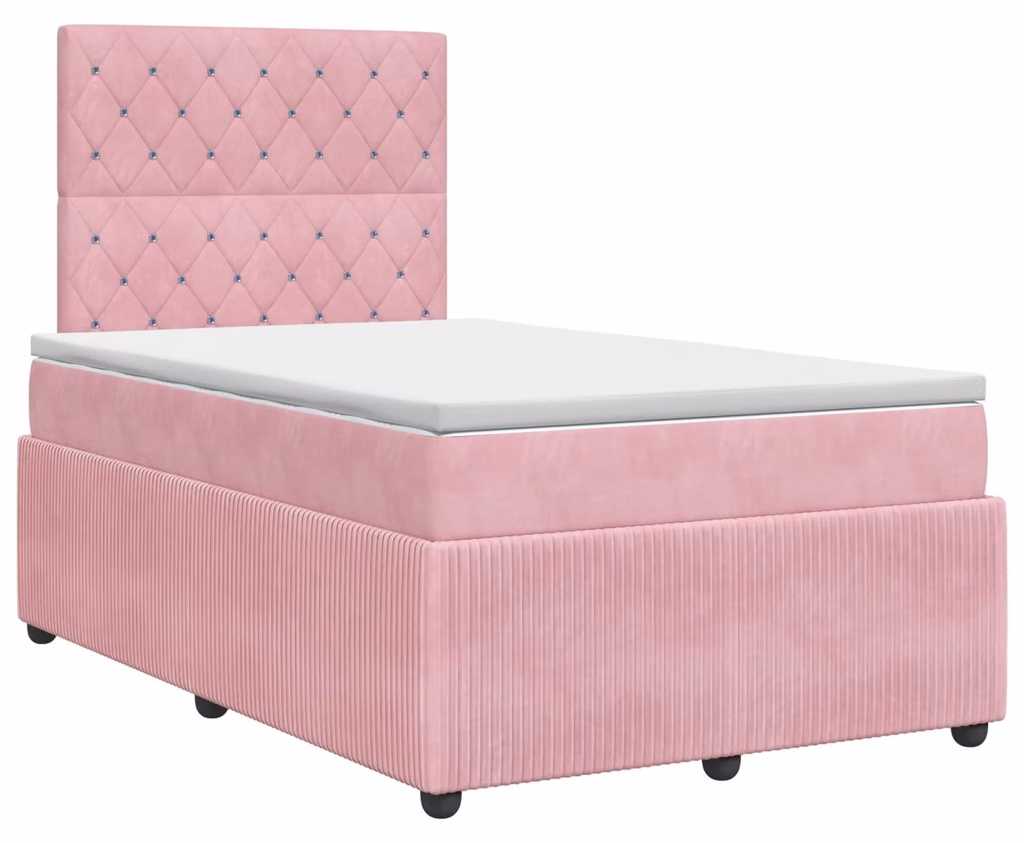 Letto a molle con materasso con testata rosa 120 x 200 cm in velluto