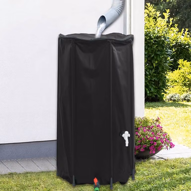 Serbatoio acqua vidaXL con rubinetto pieghevole in PVC nero da 100 l