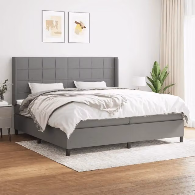 Letto Ibrido vidaXL con Giroletto a Molle e Materasso Grigio e Bianco 200x200 cm