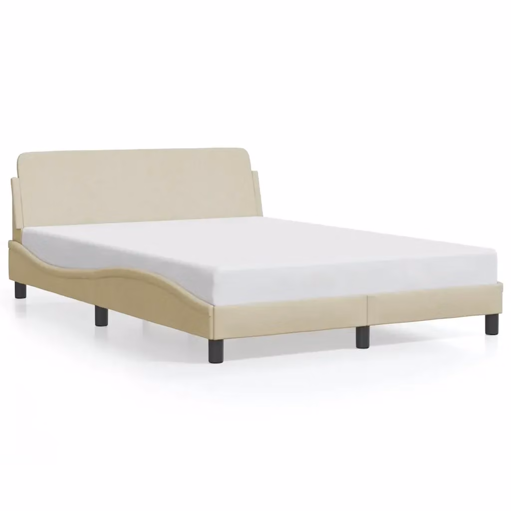 Letto moderno vidaXL in tessuto beige con struttura in legno e metallo L/P: 140 x 190 cm – 2