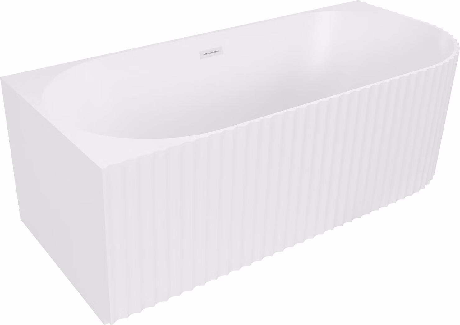 Mexen Gia vasca da bagno freestanding angolare scanalata sinistra 150 x 75 cm, bianco opaco, troppo bianco - 52701507501L-20