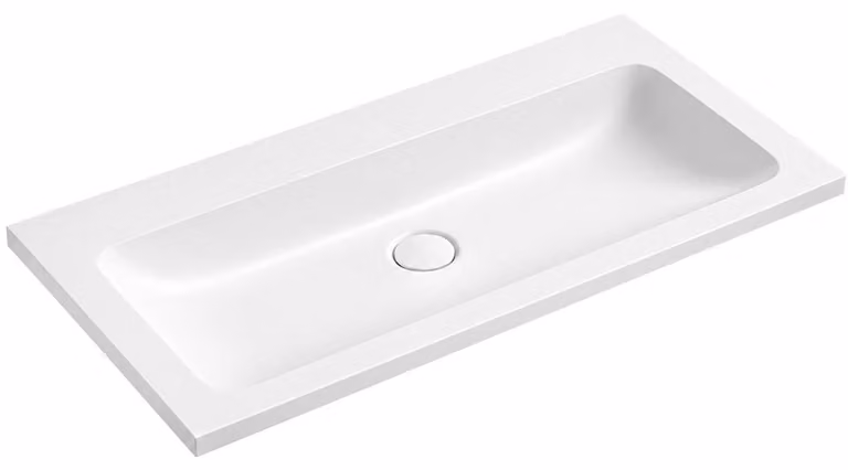 Lavabo in marmo composito Amati - senza troppofilo - bianco opaco - 100,8x46,8 cm