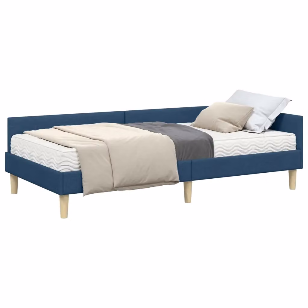 Letto angolare moderno vidaXL con 2 materassi in schiuma, colore blu, L 100 x P 200 cm – 2