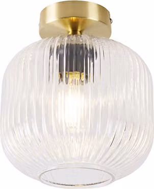 QAZQA - Art Déco Lampada da soffitto Art Déco I Lampada da soffitto I Lampada I Lampada in ottone con vetro trasparente - Karel I Soggiorno I Camera da letto - Rotonda - Adatta a LED E27