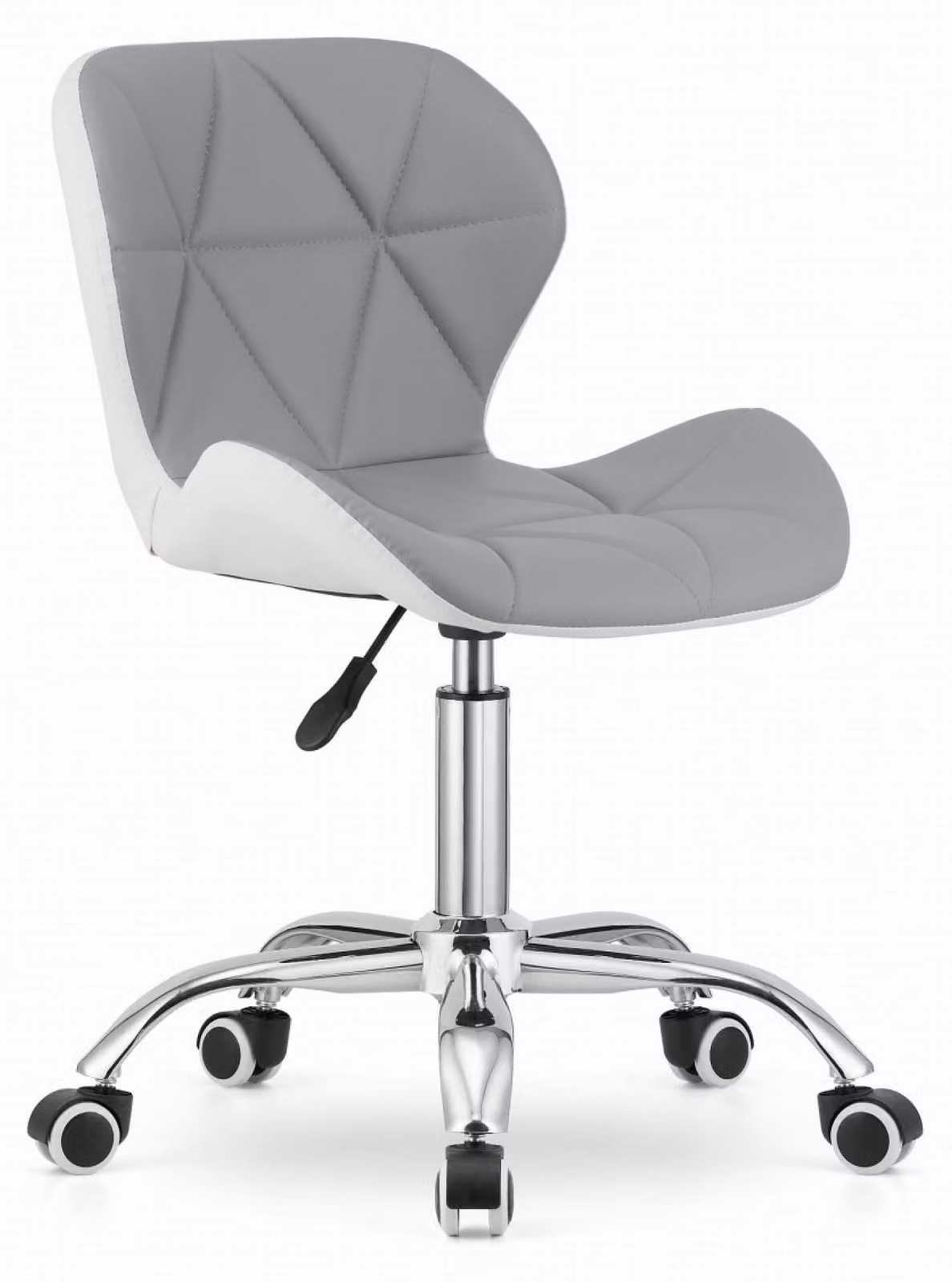 Sedia girevole da ufficio con ampio schienale in ecopelle grigio-bianca