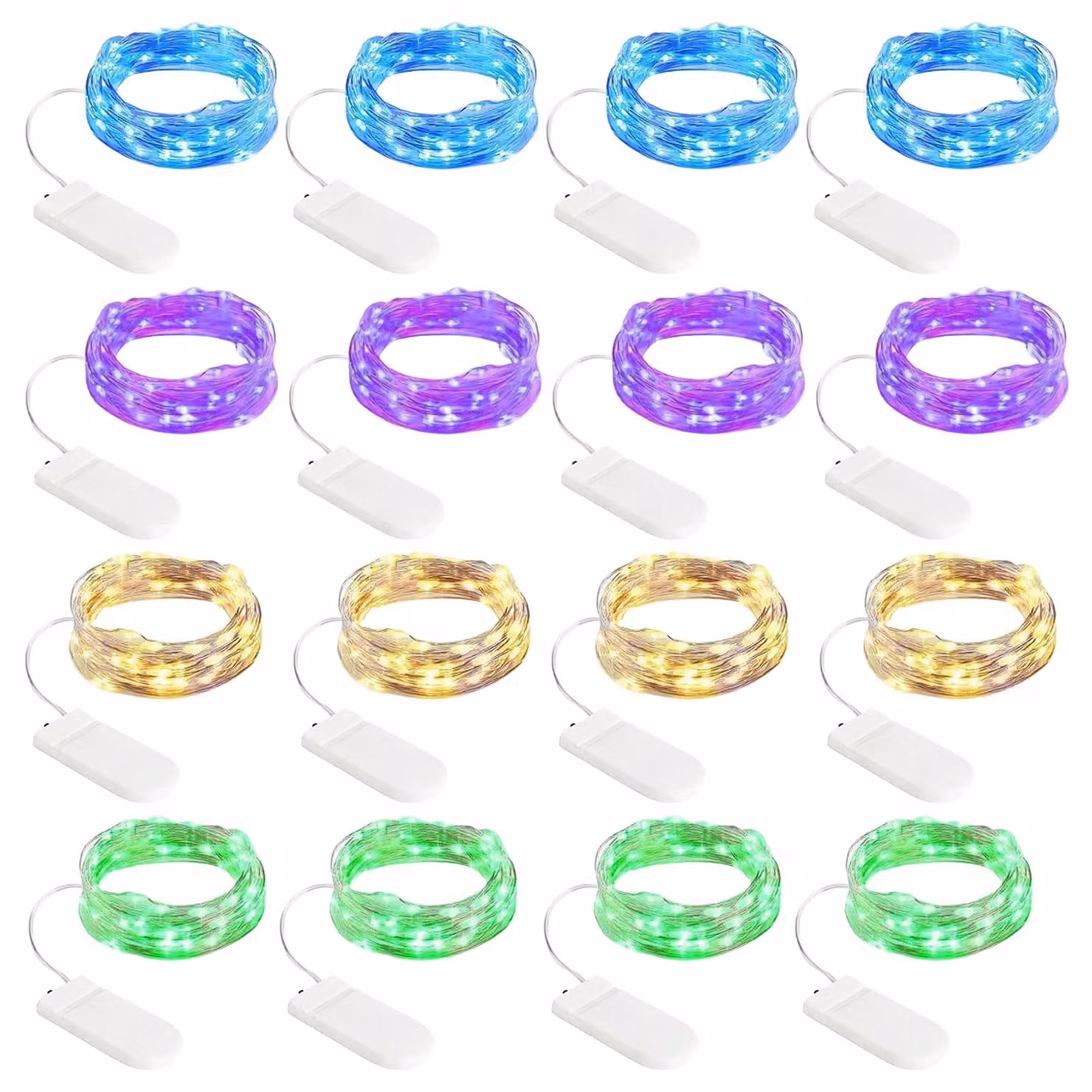 Catena luminosa a LED con batteria, 16 luci, 4 colori, 2 metri, 20 LED