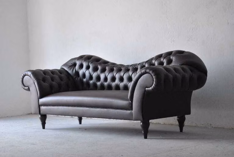 Dreisitzer Design Couch Polster Sitz Sofa 3 Sitzer Chesterfield Schwarz