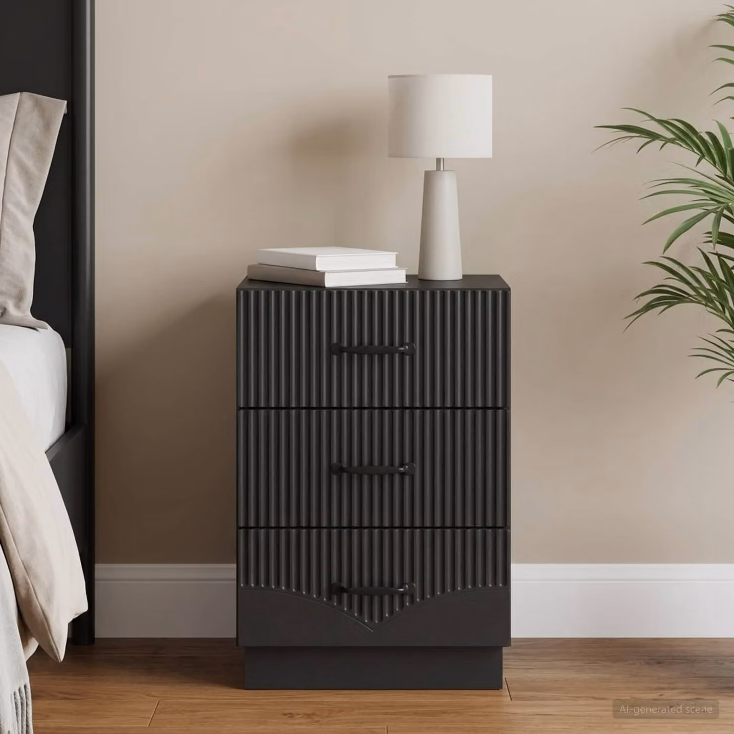 Armadio da notte moderno vidaXL in legno ingegnerizzato nero L 43 cm x P 41 cm x H 63,5 cm