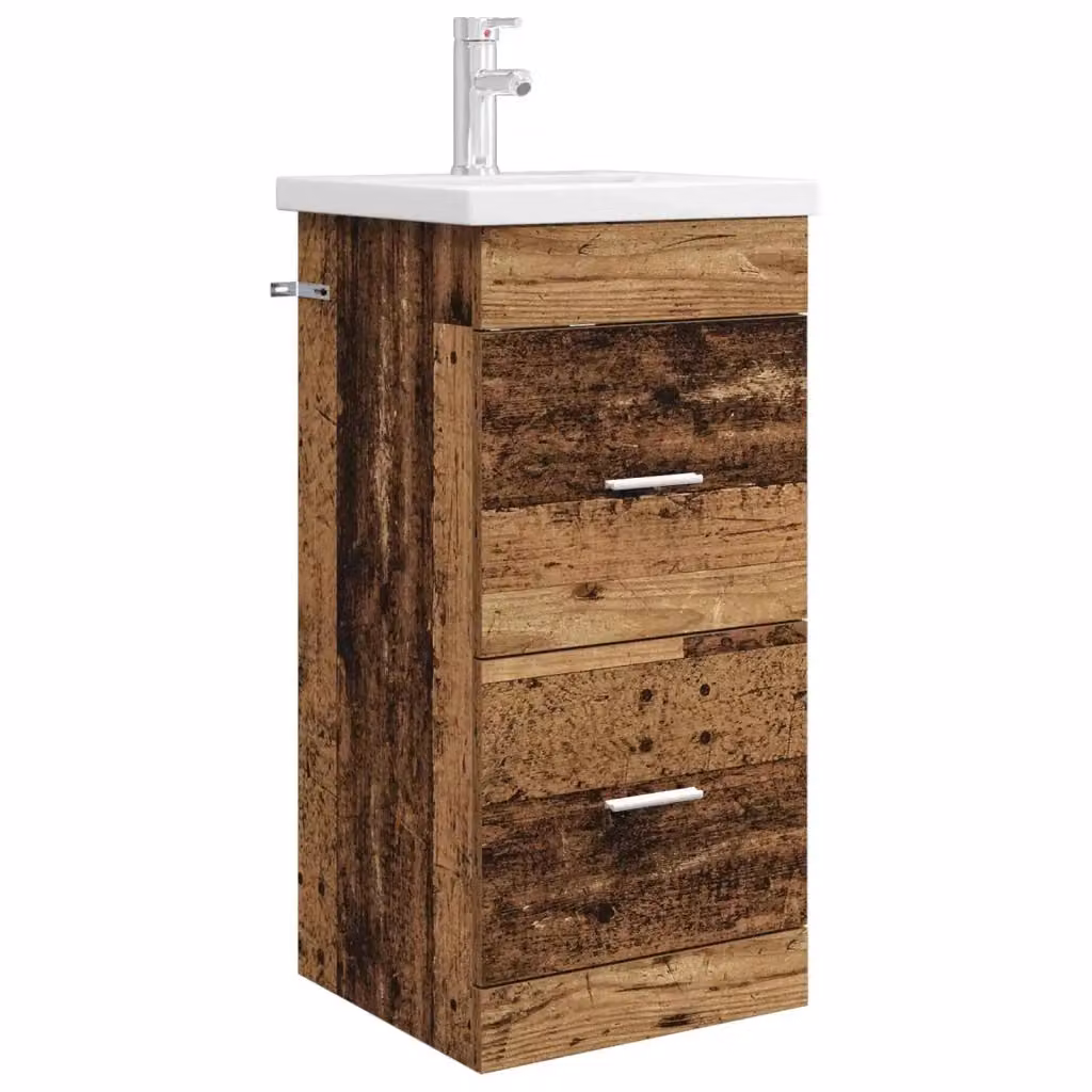 Mobile da bagno con lavabo vidaXL in legno color marrone, stile moderno, L: 42 cm, P: 40 cm, H: 84,5 cm – 2